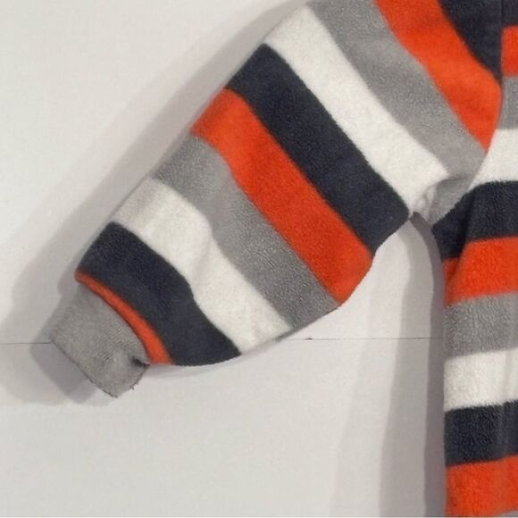 Carter's Boys Fleece Orange Grey White Striped Footie Pajamas Sleeper Pjs 9M - Picture 10 of 14